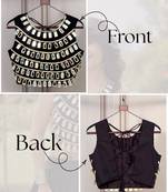 Designer black readymade blouse with real mirror work