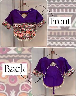 Roman silk gamthi embroidery work navratri blouse 1