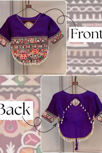 Roman silk gamthi embroidery work navratri blouse