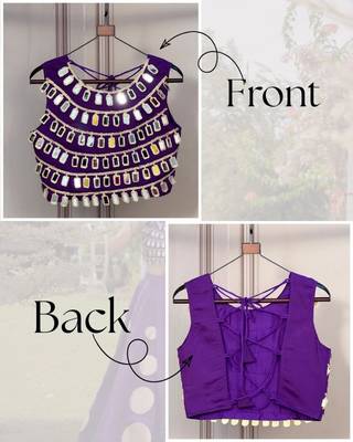 Designer purple readymade blouse with real mirror work 1