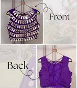Designer purple readymade blouse with real mirror work