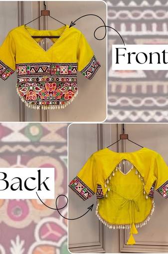 Roman silk gamthi embroidery work navratri blouse
