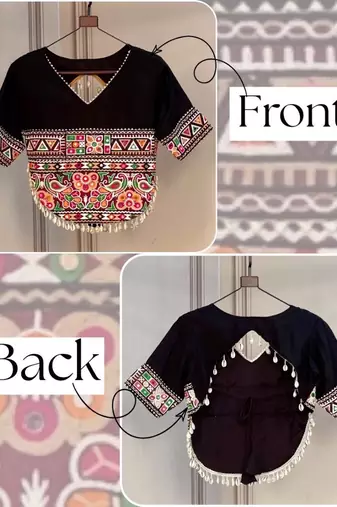 Roman silk gamthi embroidery work navratri blouse