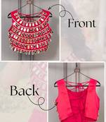 Designer pink readymade blouse with real mirror work