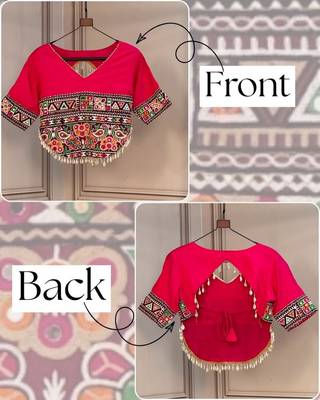 Roman silk gamthi embroidery work navratri blouse 1