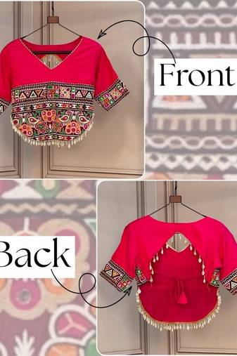 Roman silk gamthi embroidery work navratri blouse
