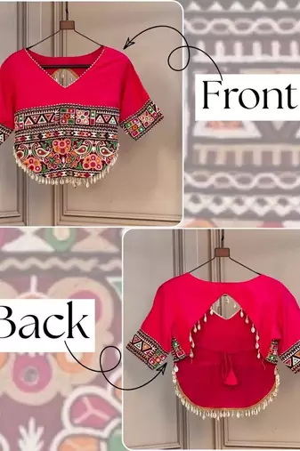 Roman silk gamthi embroidery work navratri blouse