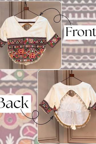 Roman silk gamthi embroidery work navratri blouse