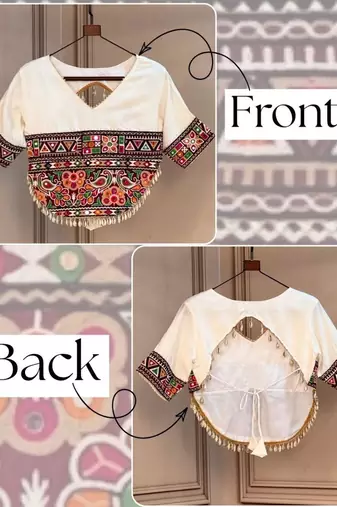 Roman silk gamthi embroidery work navratri blouse