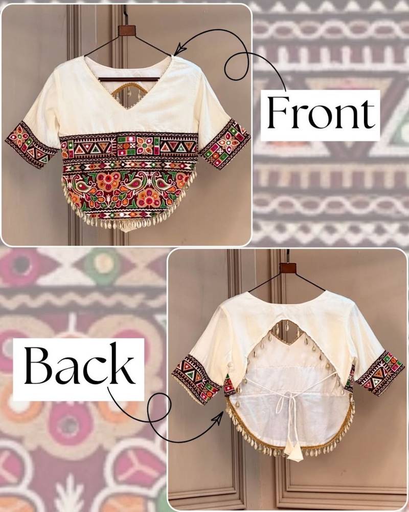 Roman silk gamthi embroidery work navratri blouse