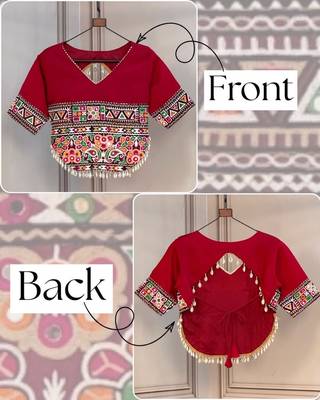 Roman silk gamthi embroidery work navratri blouse 1