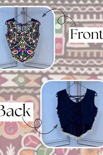 Navratri special rayon embroidered kutchi work blouse