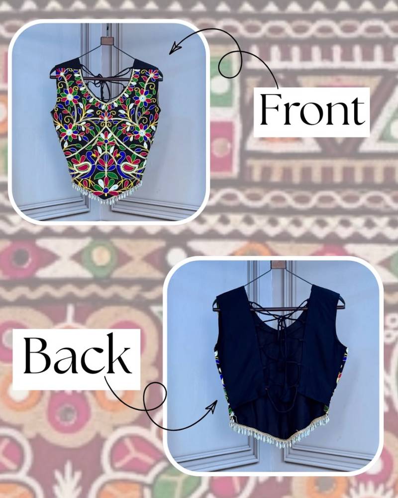 Navratri special rayon embroidered kutchi work blouse