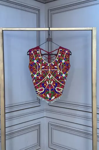 Navratri special rayon embroidered kutchi work blouse