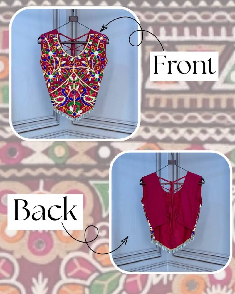Navratri special rayon embroidered kutchi work blouse