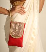 Red satin sling bag