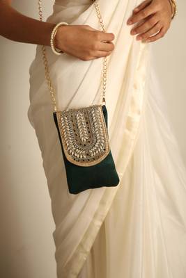 Green satin sling bag 4