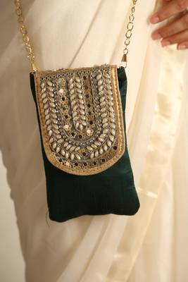 Green satin sling bag 1