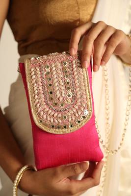 Pink satin sling bag 1