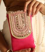 Pink satin sling bag