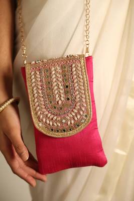 Pink satin sling bag 2