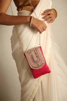 Pink satin sling bag 3