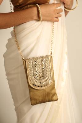 Ochre satin sling bag 2