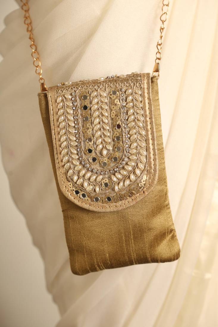 Ochre satin sling bag