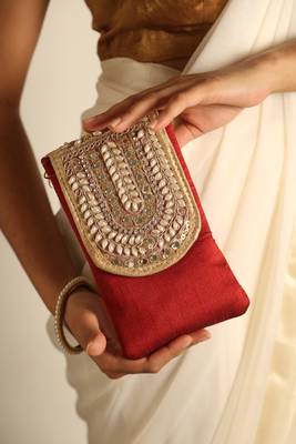 Maroon satin sling bag 2