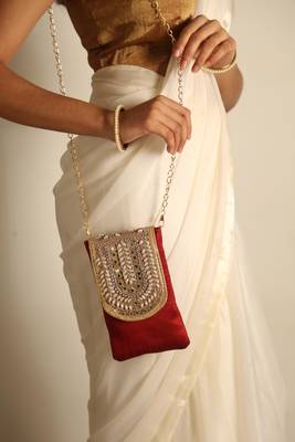 Maroon satin sling bag 3