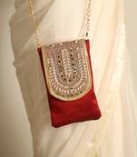 Maroon satin sling bag
