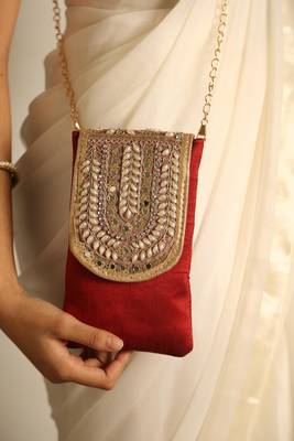 Maroon satin sling bag 4