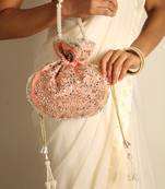 Peach satin potli bag