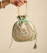 Mint satin potli bag