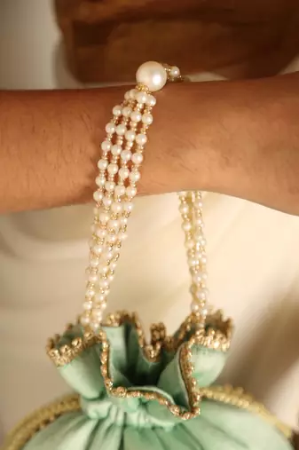 Mint satin potli bag