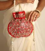 Red satin potli bag
