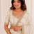 graceful white embroidery work with real bits work fendy satin indian designer wedding saree