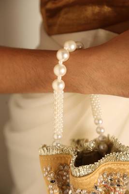 Beige satin potli bag 4