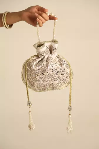 White satin potli bag