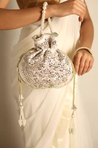 White satin potli bag