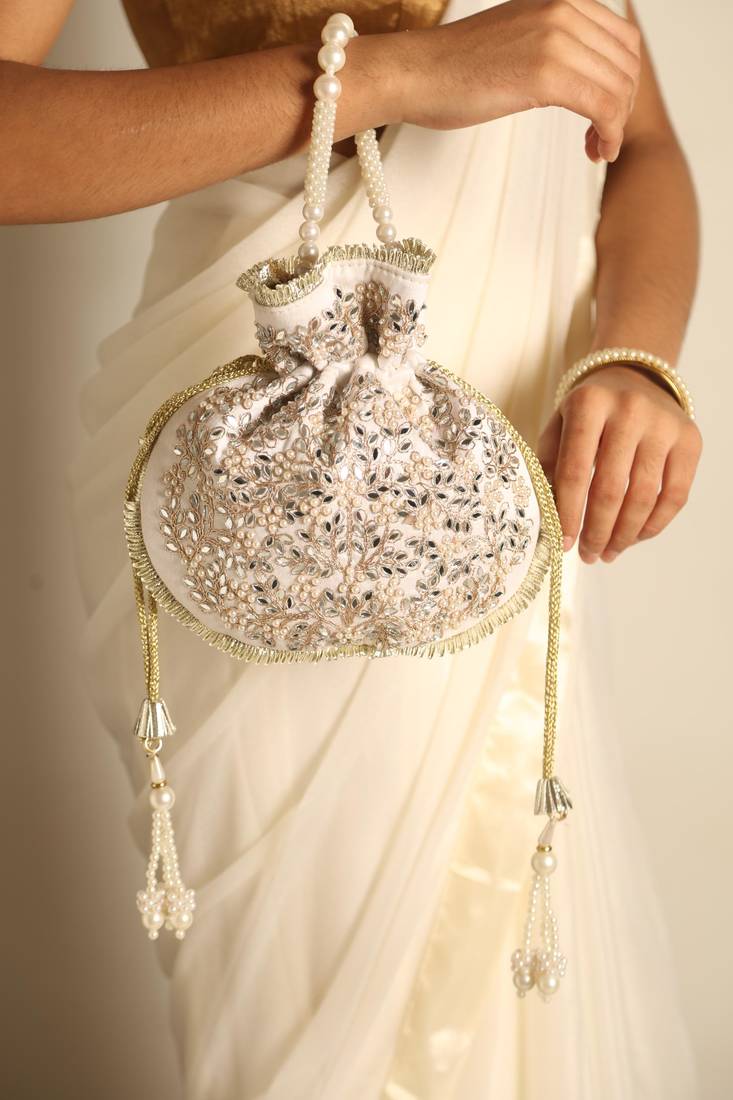 White satin potli bag