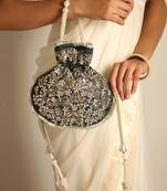 Green satin potli bag