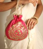 Pink satin potli bag