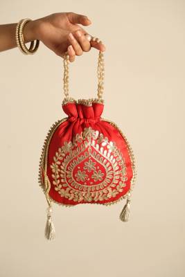 Red satin potli bag 2