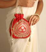 Red satin potli bag