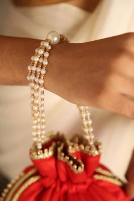 Red satin potli bag 3