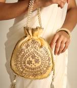 Beige satin potli bag