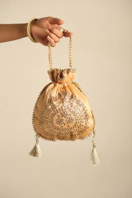 Brown satin potli bag 2