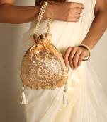 Brown satin potli bag