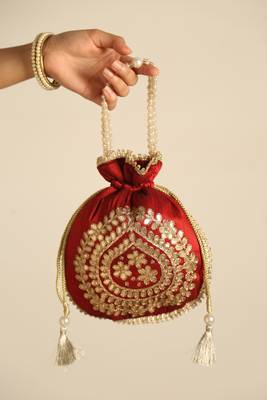 Maroon satin potli bag 2